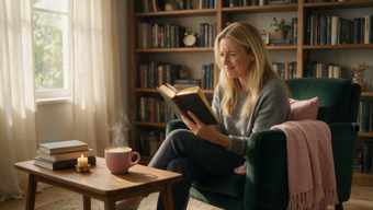 Woman frowning while trying to remember what happened in a book she read