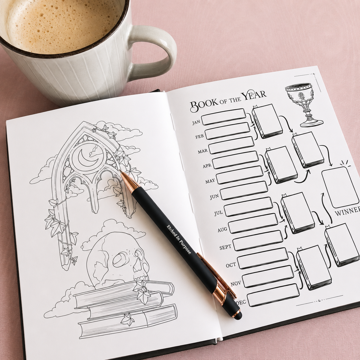 Tales in Ink Reading Journal reading challenge and bingo pages for book lovers